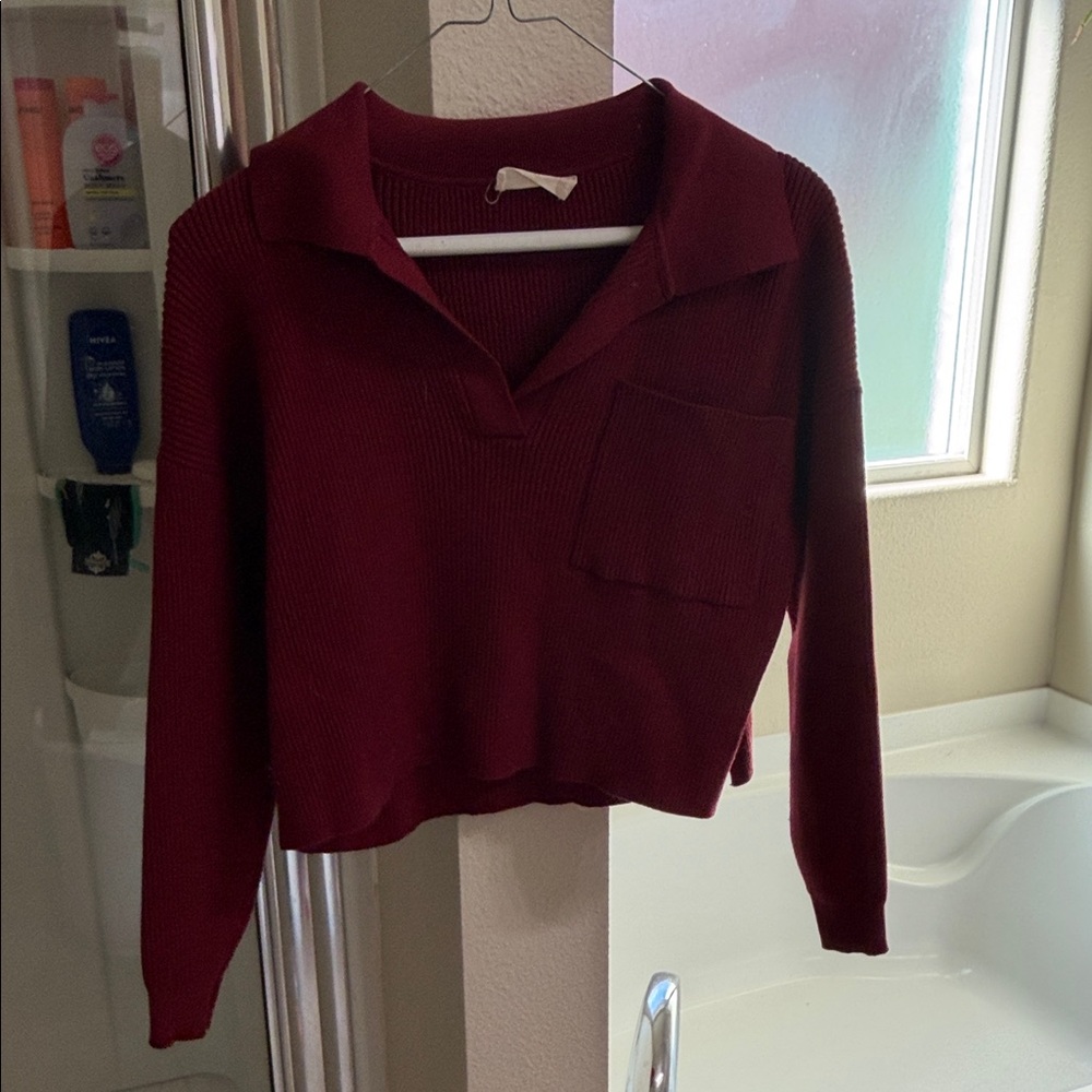 Altar'd State Deep Red Knit Sweater